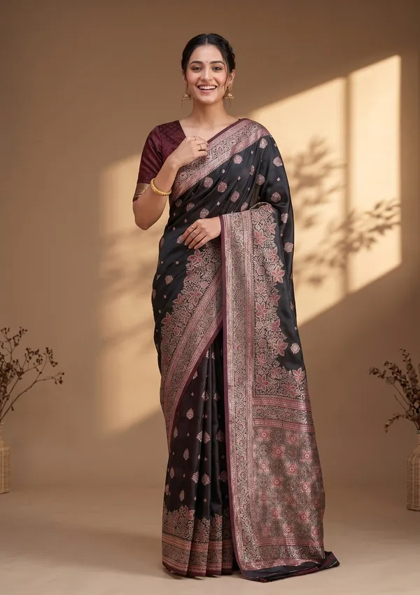 Maroon_Banarasi_Art_Silk_Saree