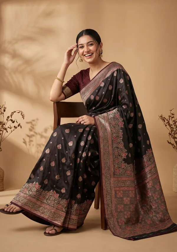 Maroon_Banarasi_Art_Silk_Saree