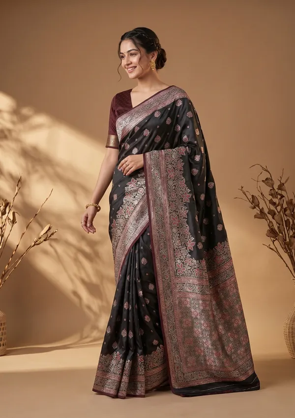 Maroon_Banarasi_Art_Silk_Saree