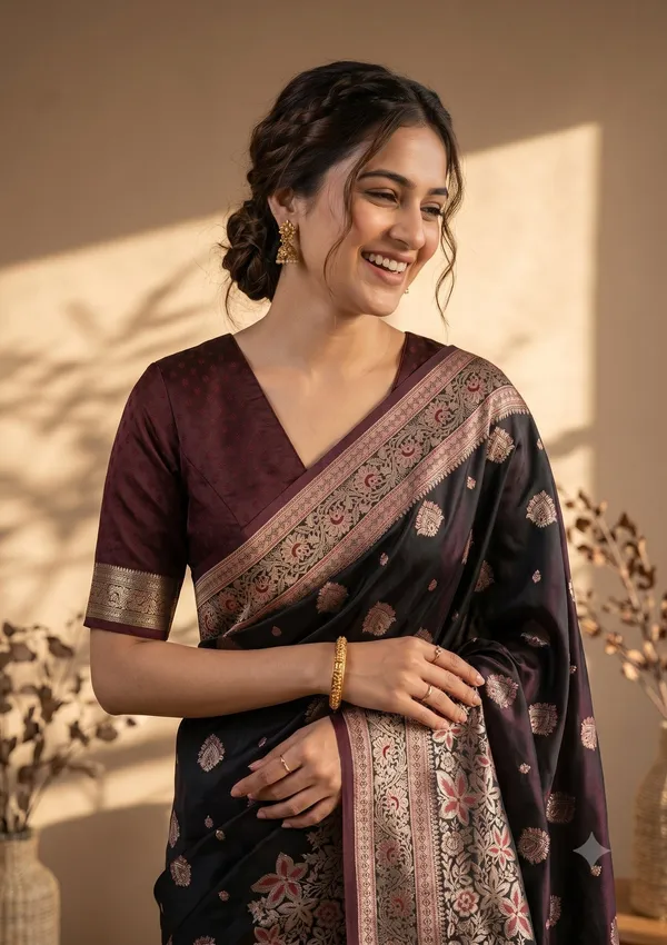 Maroon_Banarasi_Art_Silk_Saree