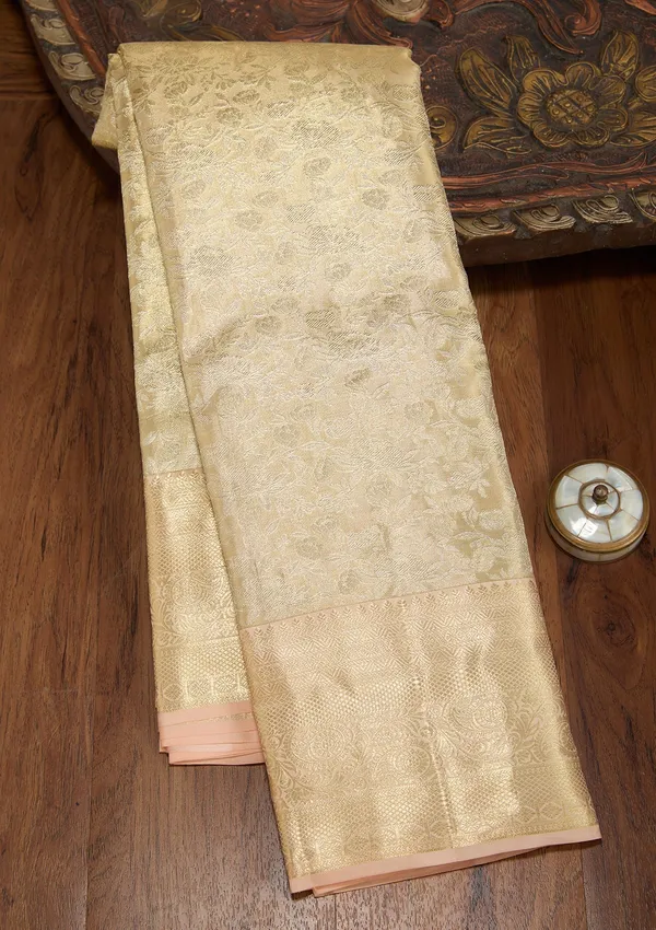 Beige_Dharmavaram_Pure_Silk_Saree