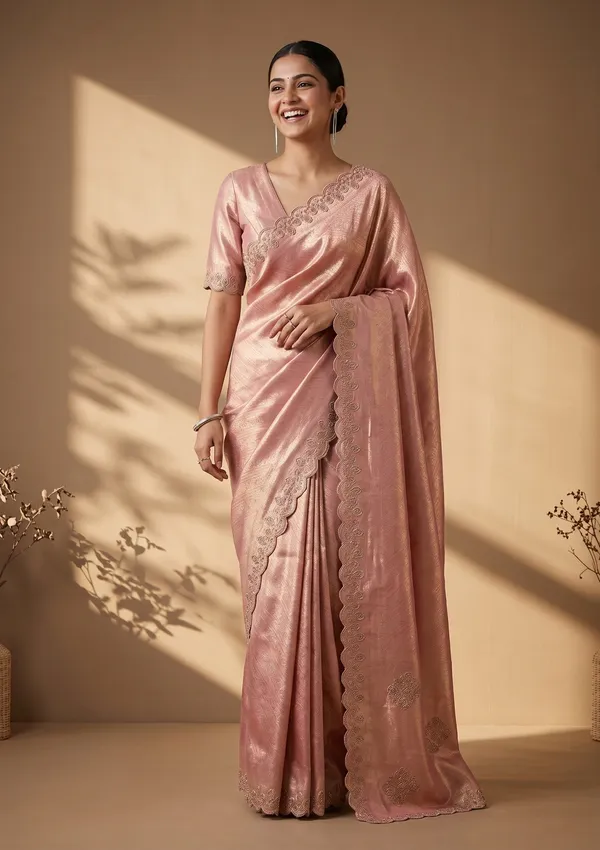 Pink_Swarovski_Art_Silk_Saree