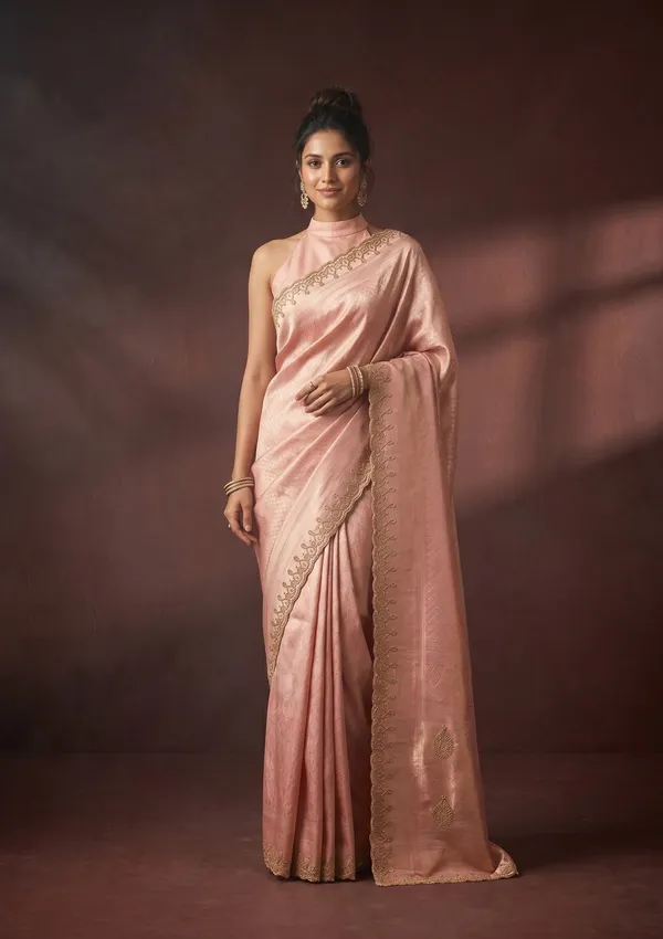 Onion_Pink_Swarovski_Art_Silk_Saree