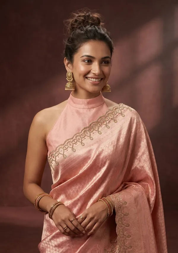 Onion_Pink_Swarovski_Art_Silk_Saree