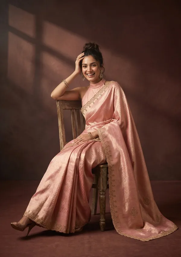 Onion_Pink_Swarovski_Art_Silk_Saree