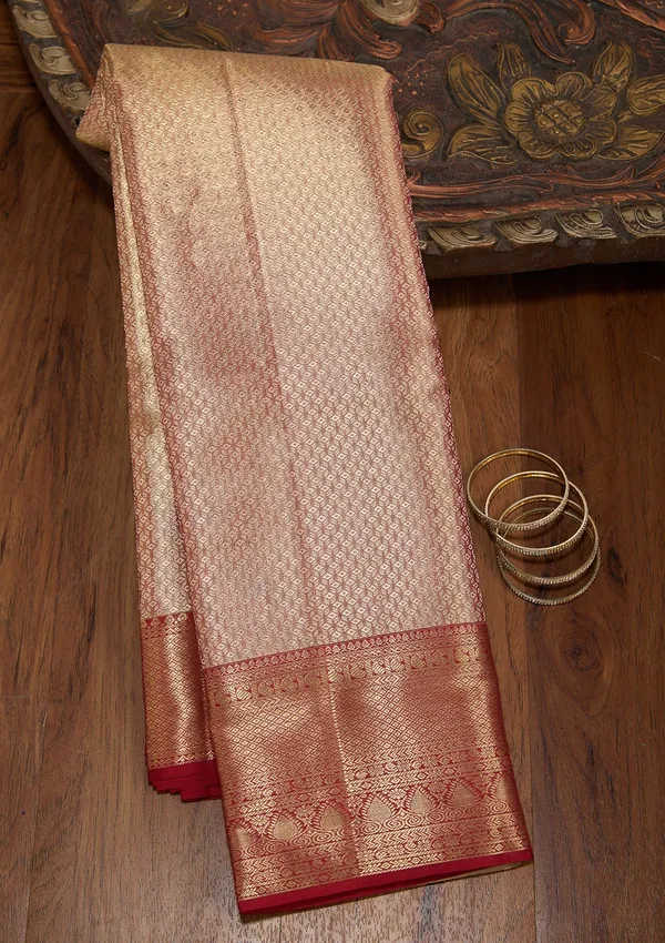 Peach_Dharmavaram_Tissue_Silk_Saree