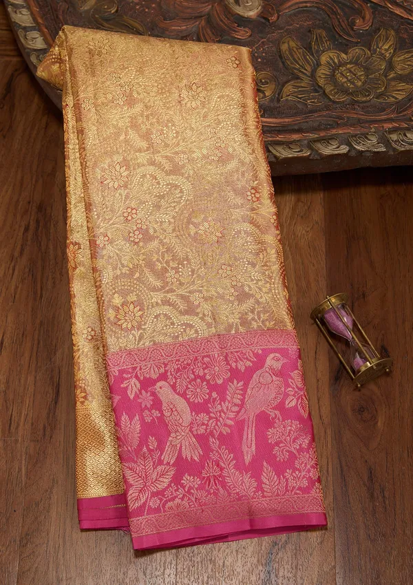Peach_Dharmavaram_Tissue_Silk_Saree