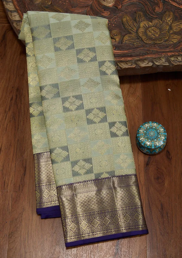 Sea_Green_Dharmavaram_Tissue_Silk_Saree