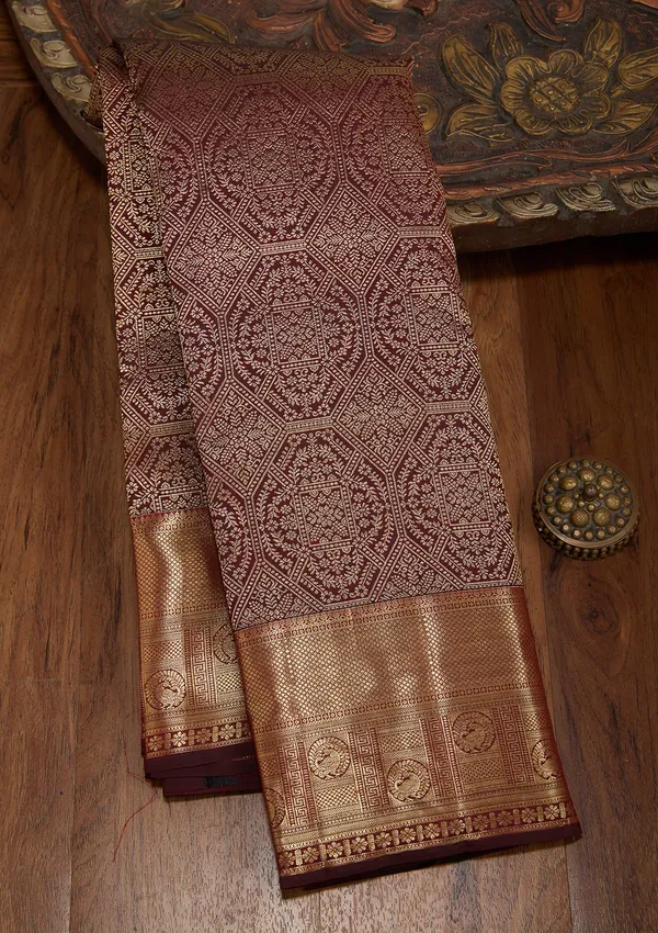 Maroon_Dharmavaram_Pure_Silk_Saree