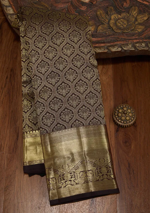 Brown_Dharmavaram_Pure_Silk_Saree