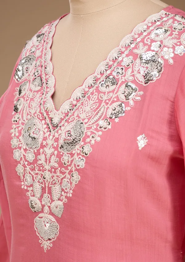 Gajari_Pink_Threadwork_Chanderi_Readymade_Salwar_Suit