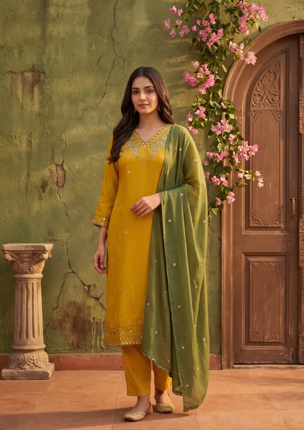 Mustard_Threadwork_Semi_Crepe_Readymade_Salwar_Suit