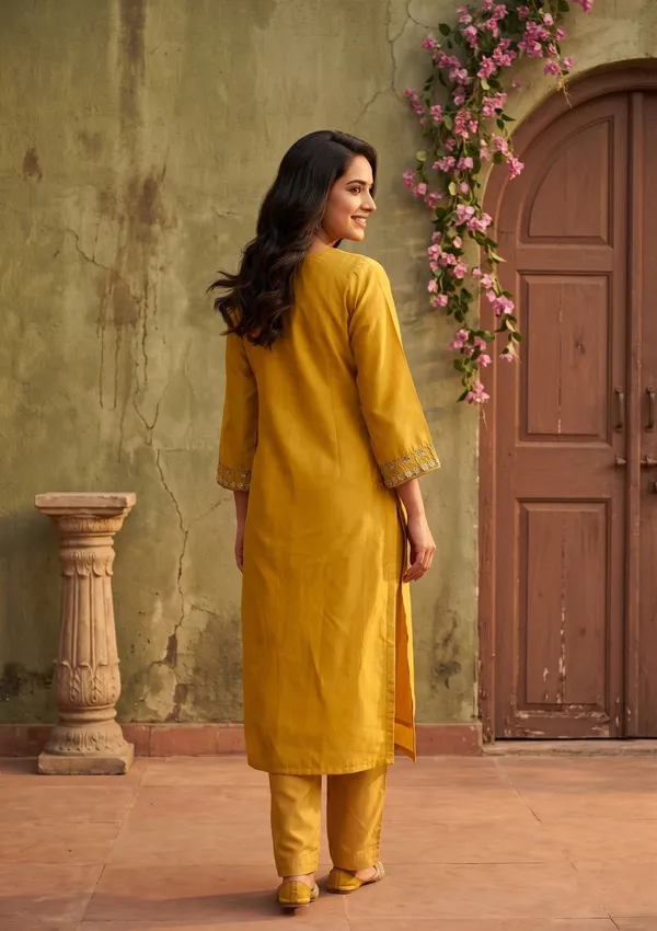 Mustard_Threadwork_Semi_Crepe_Readymade_Salwar_Suit
