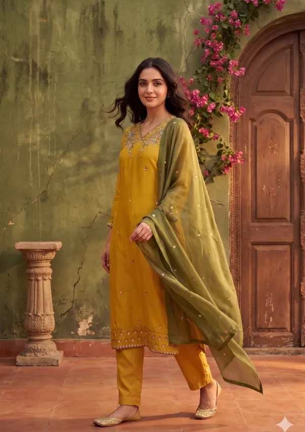 Mustard_Threadwork_Semi_Crepe_Readymade_Salwar_Suit