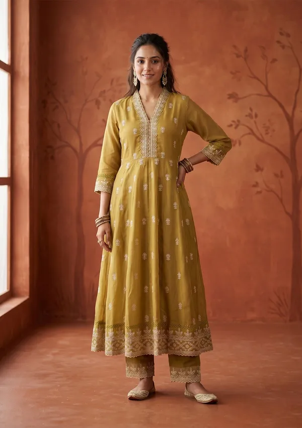 Mehandi_Green_Threadwork_Organza_Readymade_Salwar_Suit