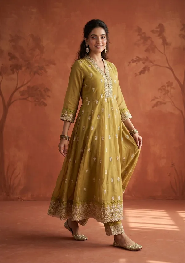 Mehandi_Green_Threadwork_Organza_Readymade_Salwar_Suit