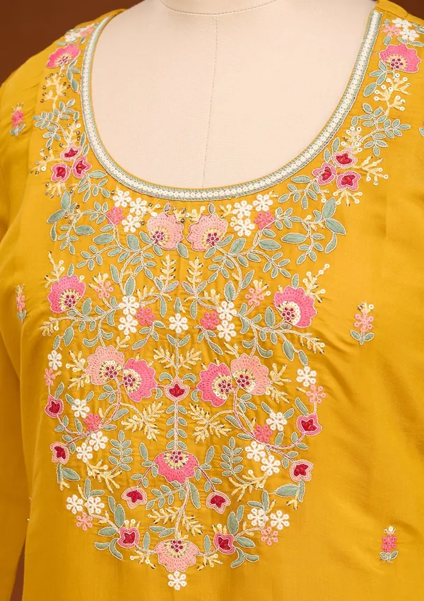 Mustard_Threadwork_Art_Silk_Readymade_Salwar_Suit