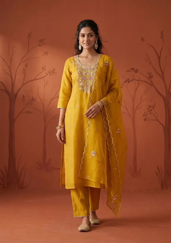 Mustard_Threadwork_Art_Silk_Readymade_Salwar_Suit