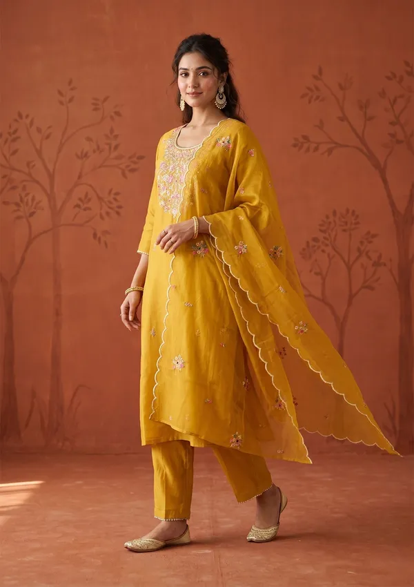Mustard_Threadwork_Art_Silk_Readymade_Salwar_Suit