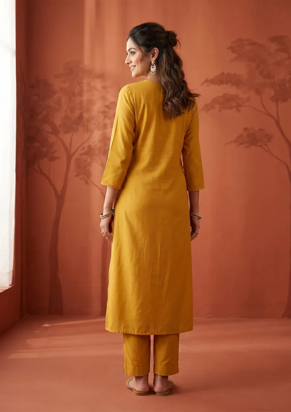 Mustard_Threadwork_Art_Silk_Readymade_Salwar_Suit