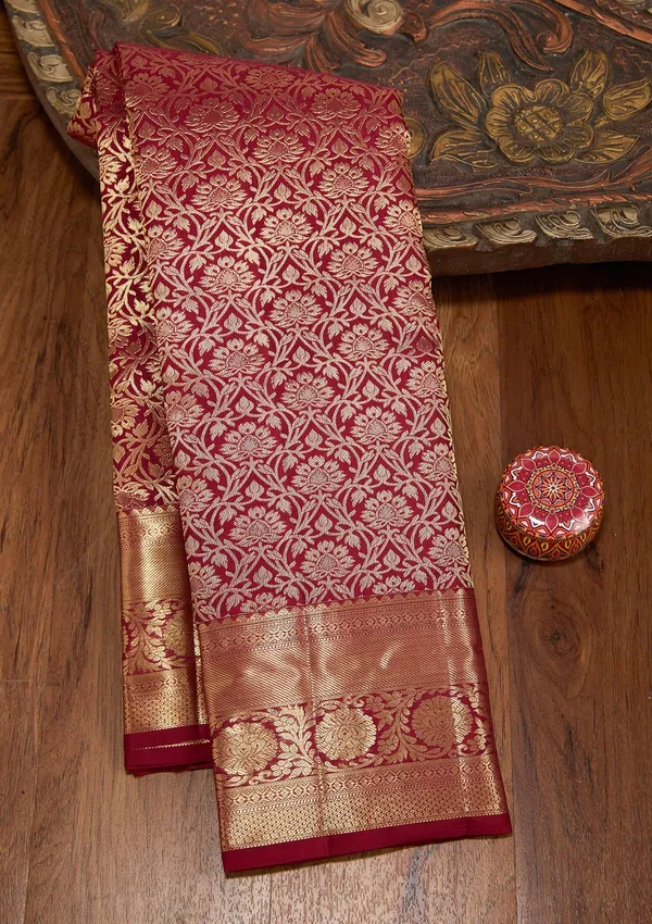 Maroon_Dharmavaram_Pure_Silk_Saree