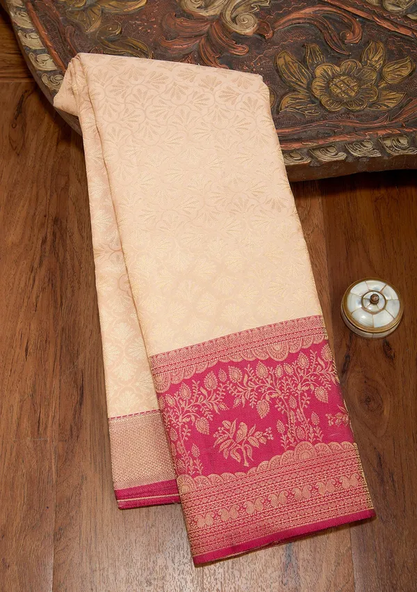 Cream_Dharmavaram_Art_Silk_Saree