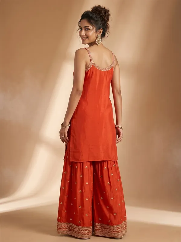 Rust_Zariwork_Gold_Chinon_Readymade_Salwar_Suit