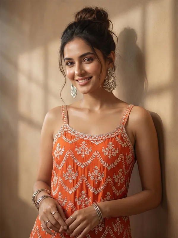 Rust_Zariwork_Gold_Chinon_Readymade_Salwar_Suit