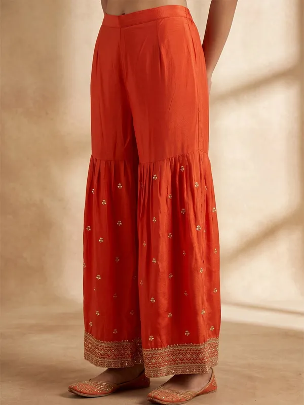 Rust_Zariwork_Gold_Chinon_Readymade_Salwar_Suit