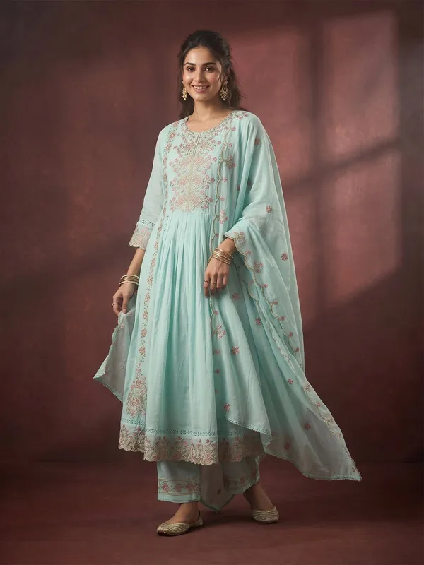 Sea_Green_Threadwork_Cotton_Readymade_Salwar_Suit