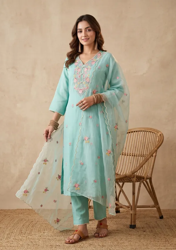 Sea_Green_Threadwork_Art_Silk_Readymade_Salwar_Suit
