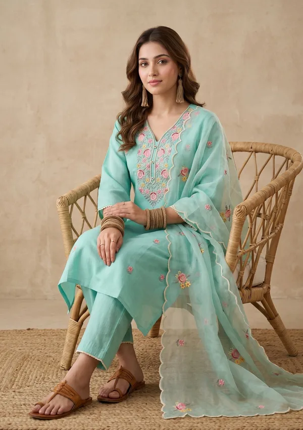 Sea_Green_Threadwork_Art_Silk_Readymade_Salwar_Suit