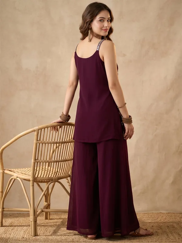 Wine_Cutdana_Georgette_Readymade_Salwar_Suit