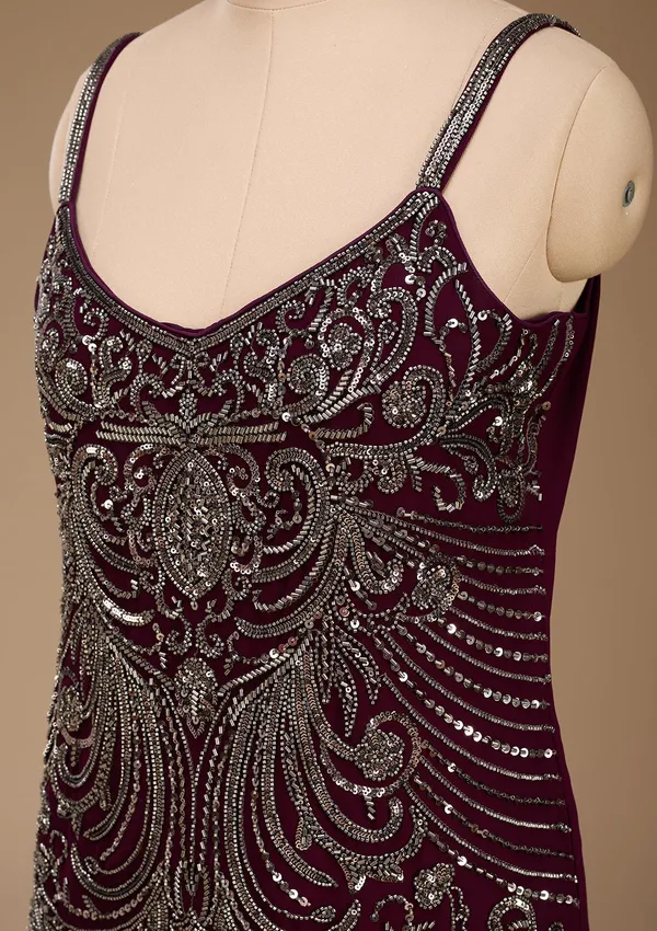 Wine_Cutdana_Georgette_Readymade_Salwar_Suit