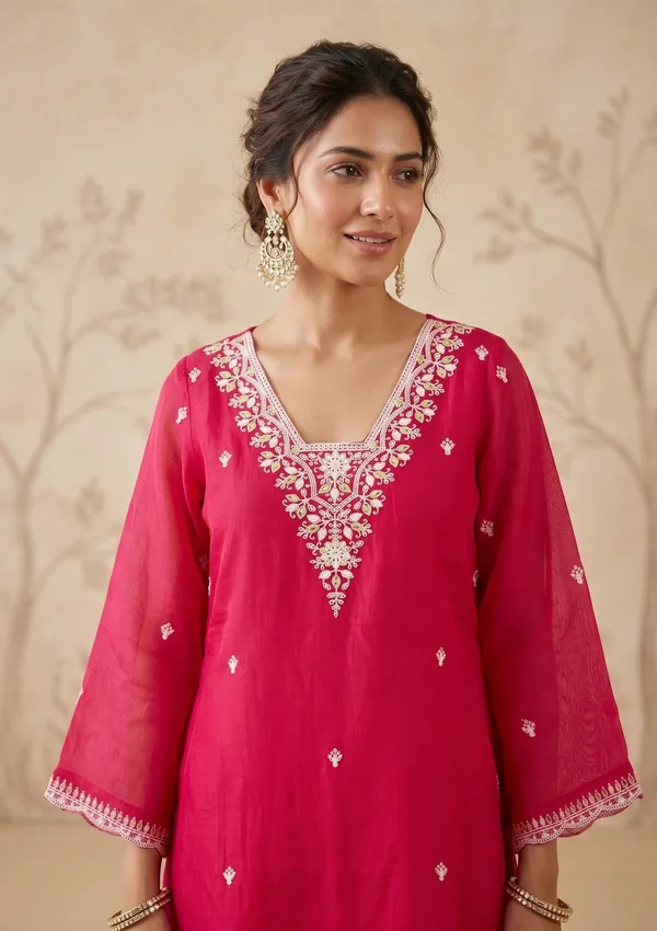Rani_Pink_Cording_Chanderi_Readymade_Salwar_Suit