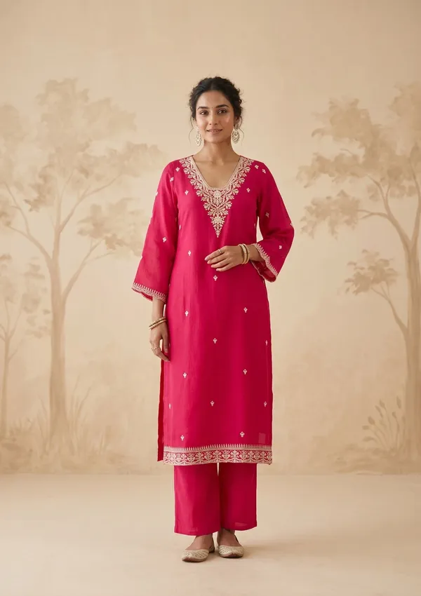 Rani_Pink_Cording_Chanderi_Readymade_Salwar_Suit