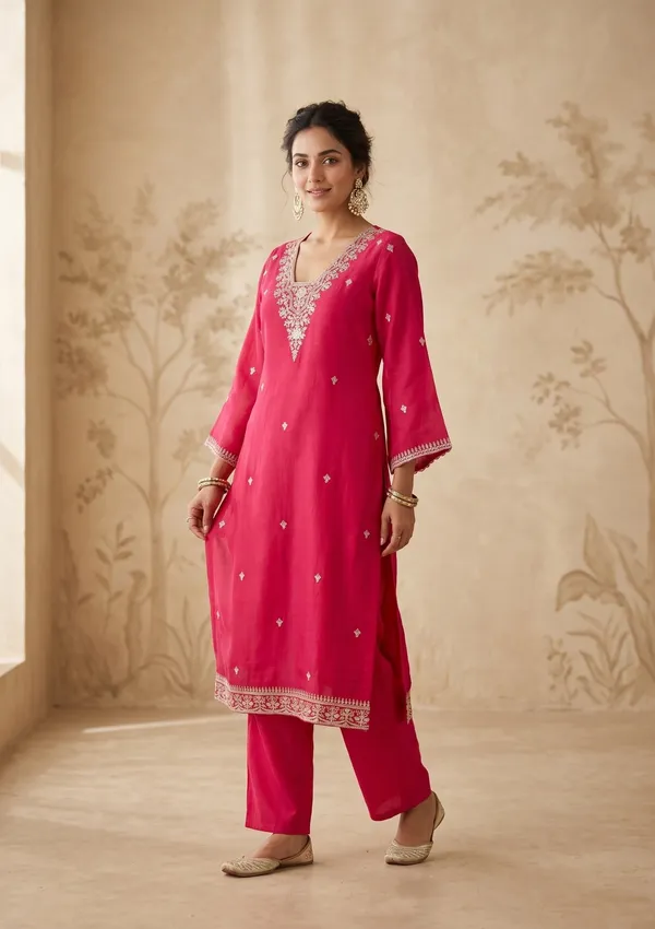 Rani_Pink_Cording_Chanderi_Readymade_Salwar_Suit