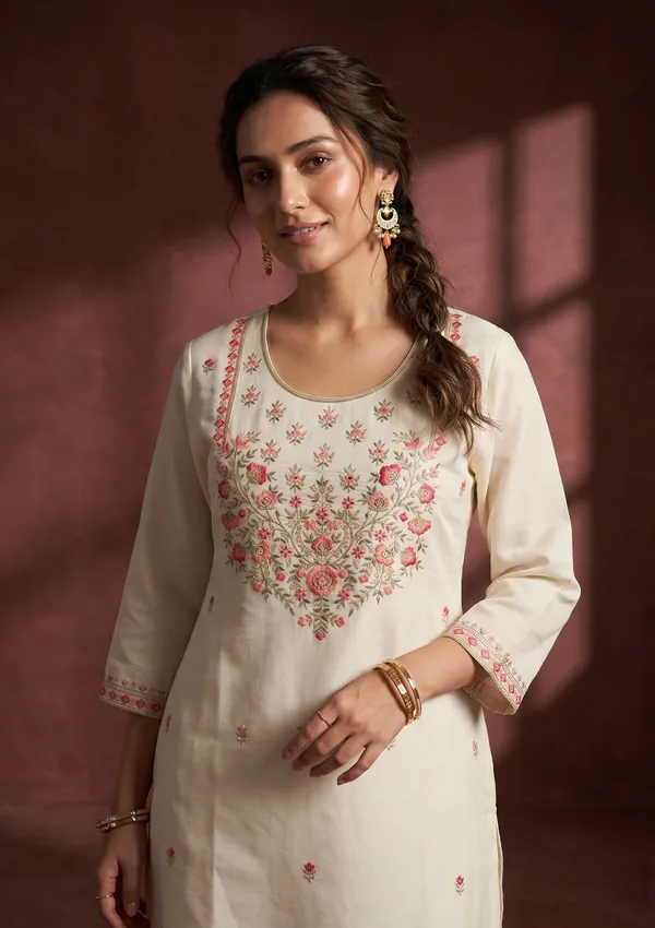 Off_White_Threadwork_Art_Silk_Readymade_Salwar_Suit