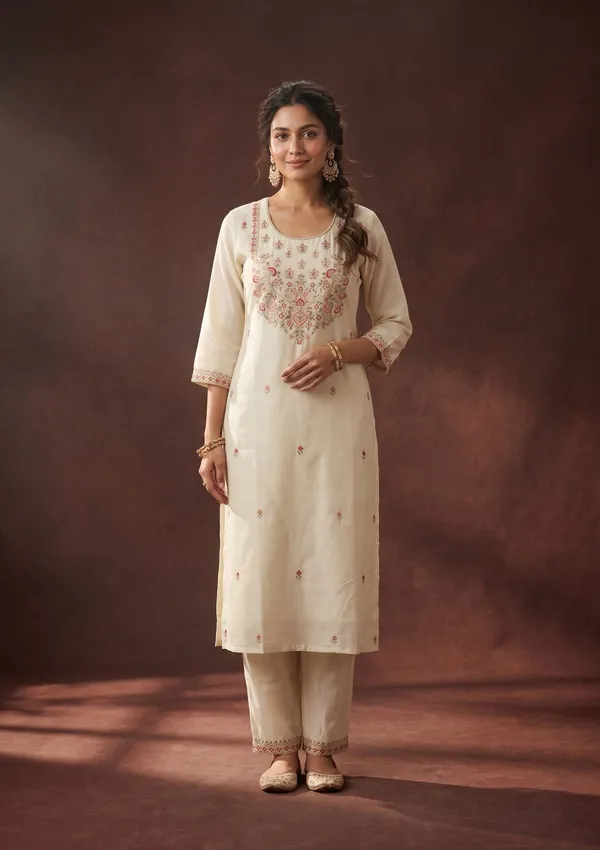 Off_White_Threadwork_Art_Silk_Readymade_Salwar_Suit