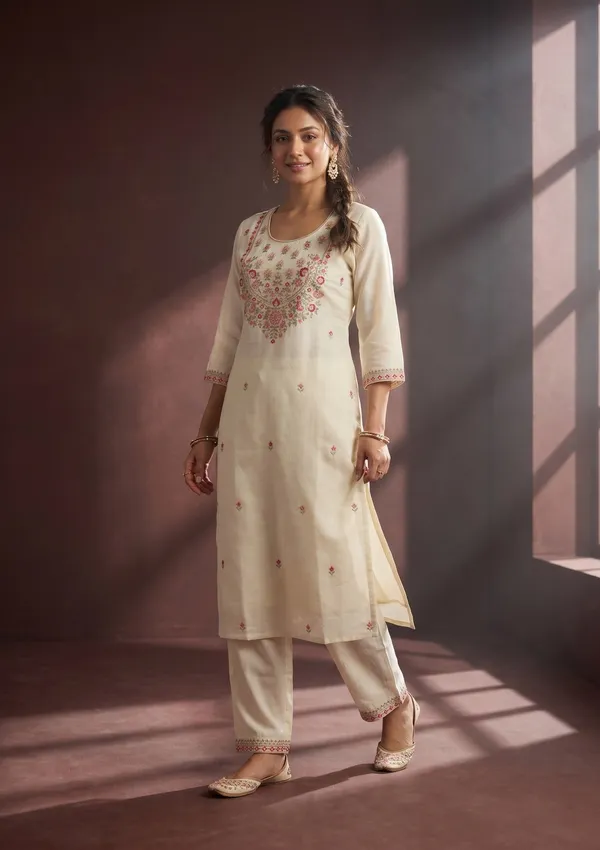 Off_White_Threadwork_Art_Silk_Readymade_Salwar_Suit