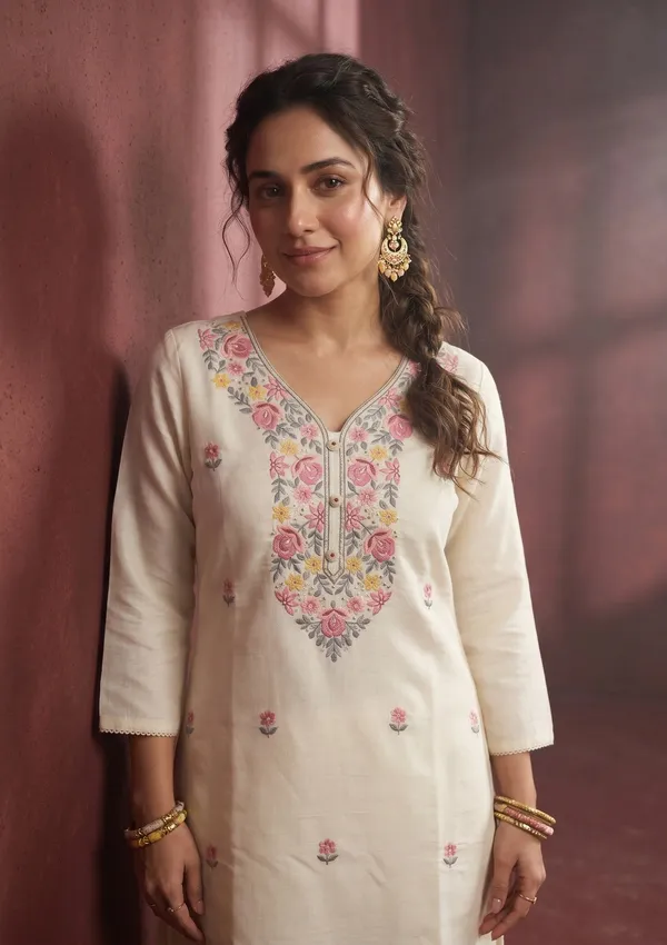 Cream_Threadwork_Art_Silk_Readymade_Salwar_Suit