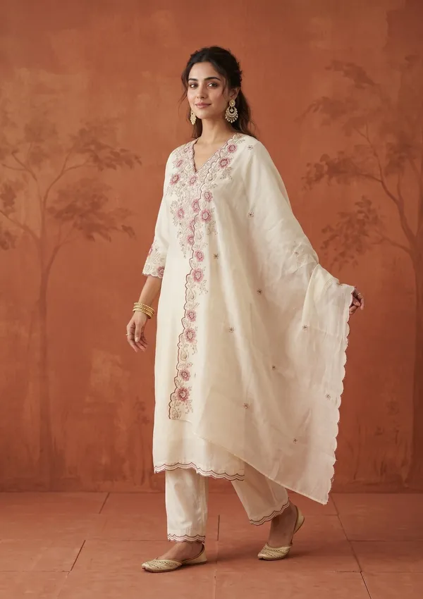 Cream_Threadwork_Chanderi_Readymade_Salwar_Suit