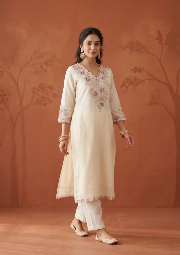 Cream_Threadwork_Chanderi_Readymade_Salwar_Suit