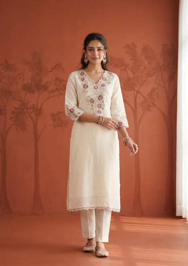 Cream_Threadwork_Chanderi_Readymade_Salwar_Suit