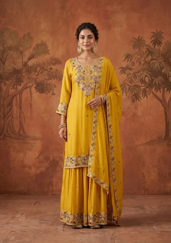 Mustard_Threadwork_Crepe_Readymade_Salwar_Suit