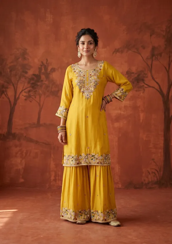 Mustard_Threadwork_Crepe_Readymade_Salwar_Suit