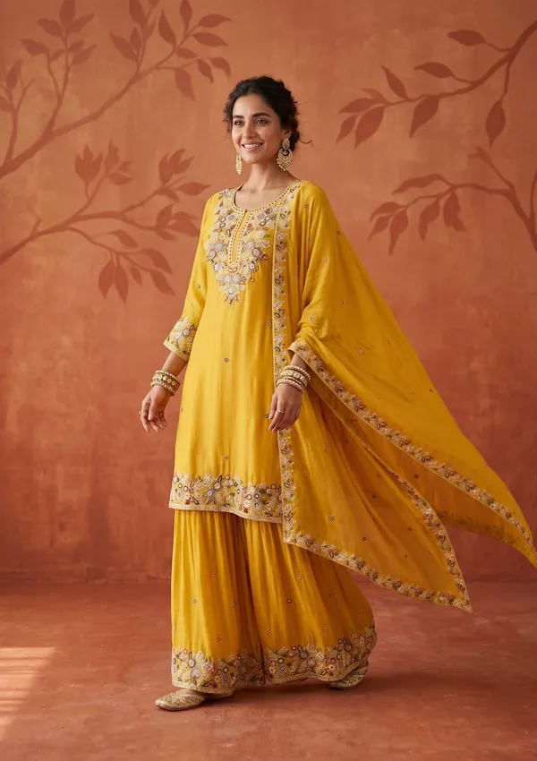 Mustard_Threadwork_Crepe_Readymade_Salwar_Suit