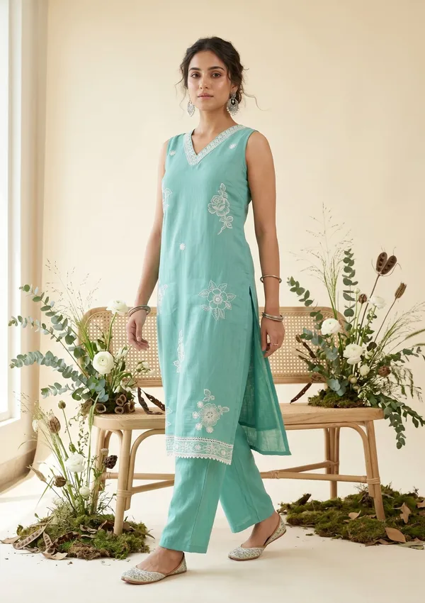 Sea_Green_Threadwork_Chanderi_Readymade_Salwar_Suit