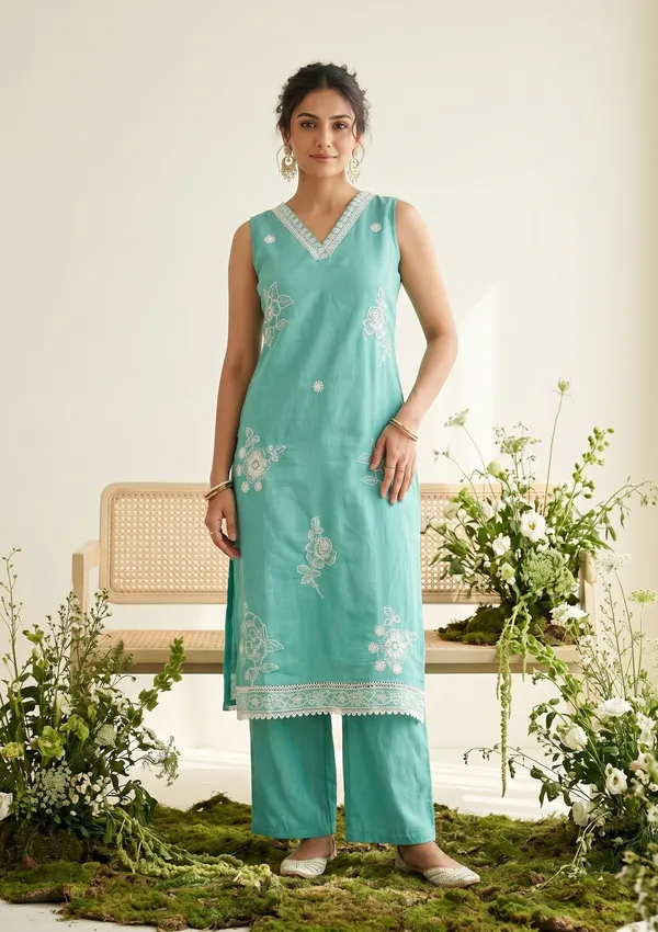 Sea_Green_Threadwork_Chanderi_Readymade_Salwar_Suit