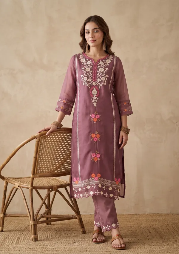 Mauve_Threadwork_Organza_Readymade_Salwar_Suit